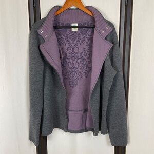 Title Nine Fine Merino Wool Athletic Jacket Gray Purple Size XL